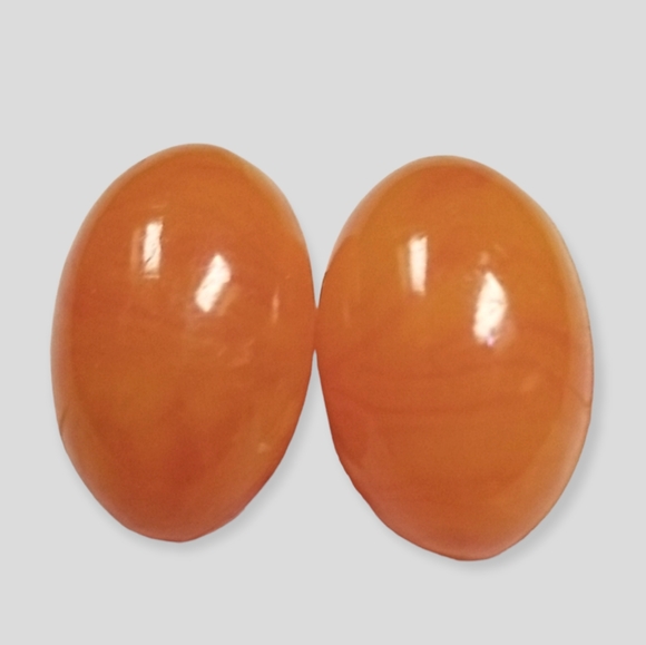 Vintage Mid Century 1950s Orange Celluloid Clip Earrings - Picture 2 of 10